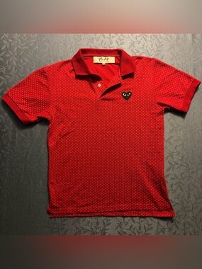 Comme des Garcons Play Red Polka Dot Polo Shirt Medium